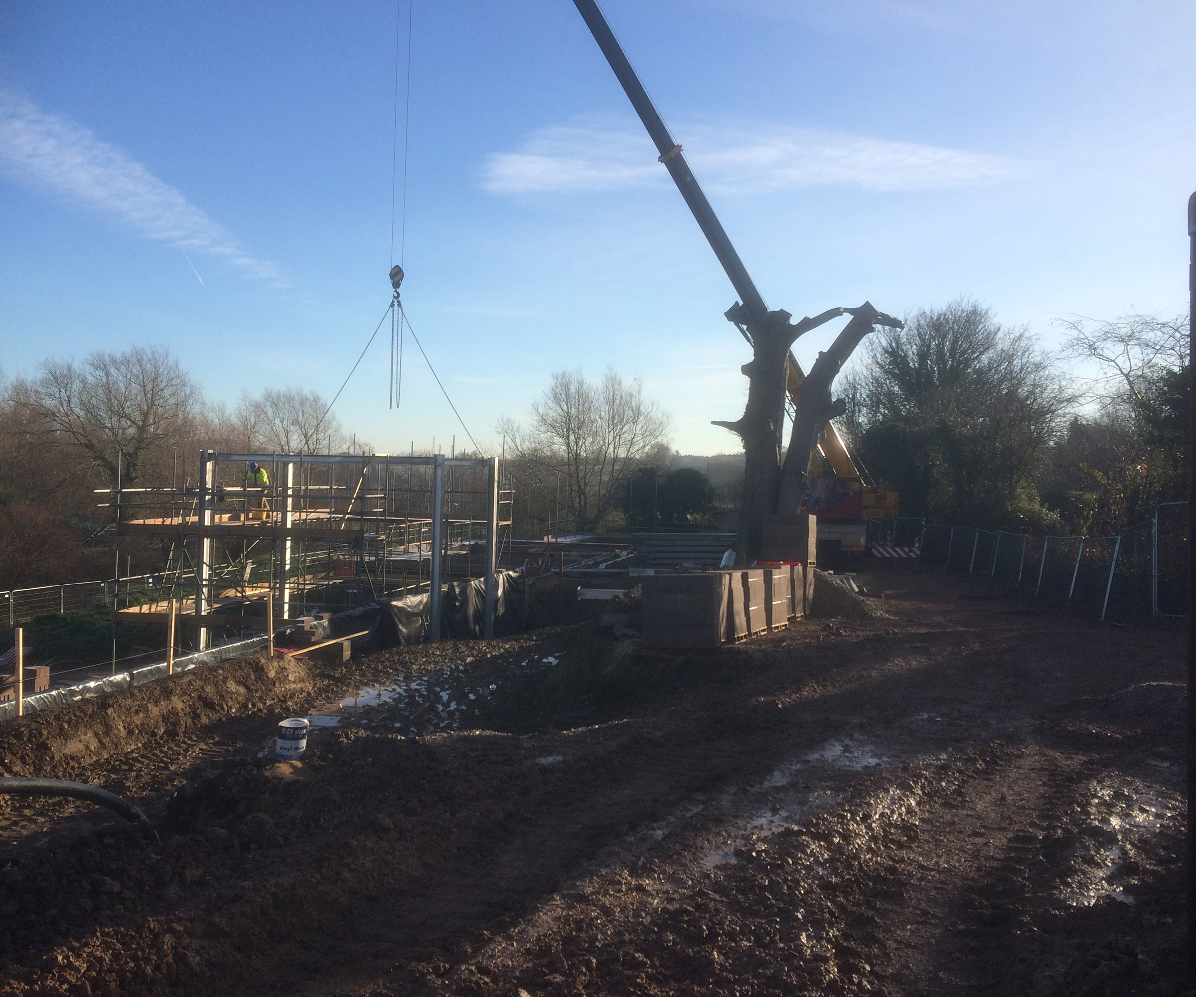Before shot of a self build plot with steels being put in