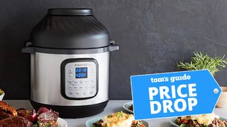 A photo of the Instant Pot Duo Crisp on a counter