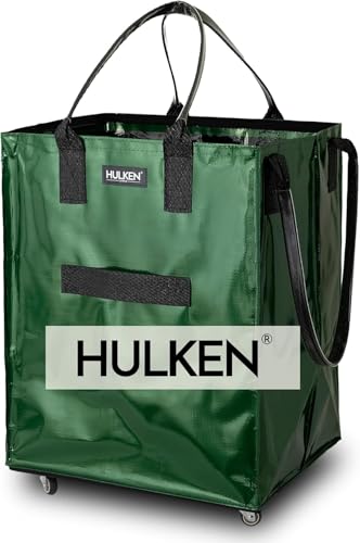 Hulken - (large, Forest Green) Reusable Grocery Bag on Wheels, Shopping Trolley, Rolling Tote, Zipper Closure, Lightweight, Carries Up to 66 Lb, Folds Flat, Unbreakable Handles
