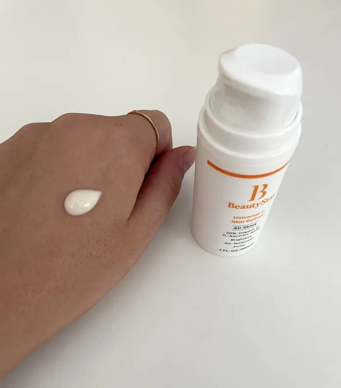 Kaitlyn McLintock testing BeautyStat's vitamin C serum.