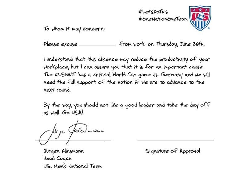 This note is sure to get you the day off to watch the World Cup