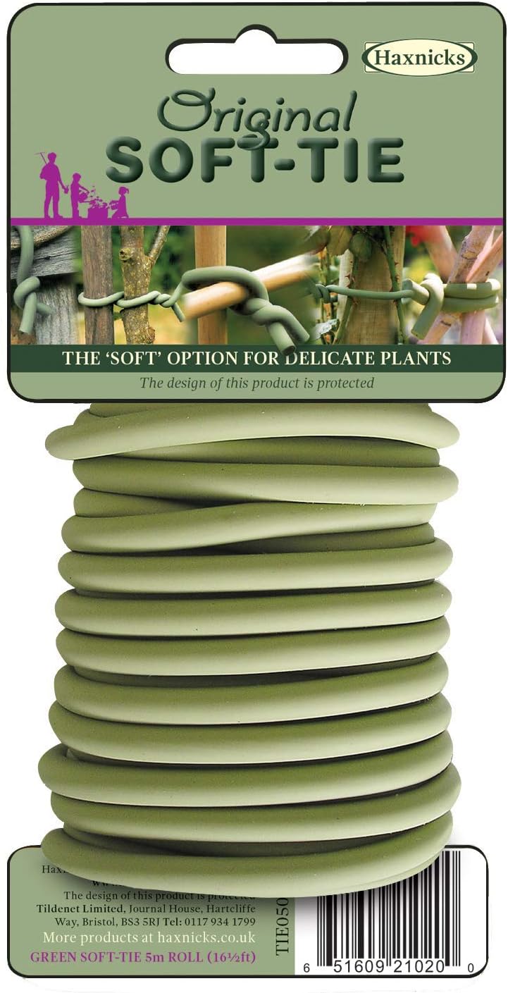 Haxnicks Original Soft Tie Garden Tie | Gentle Plant Support | Reusable Aletrnative to Garden Twine | 5m Green | Tie050101