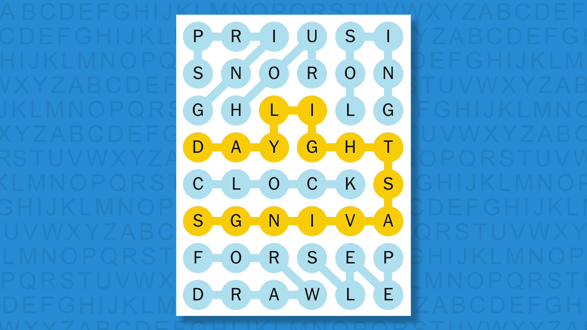 NYT Strands answers for game 735 on a blue background