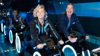 Jojo Siwa and WDW President Jeff Vahle on Tron: Lightcycle Run