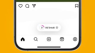 A phone on an orange background showing the Instagram app' testing ab breaks