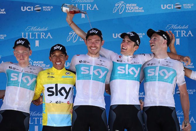 Celebration time for Team Sky who were the best team at the 2018 Tour of California