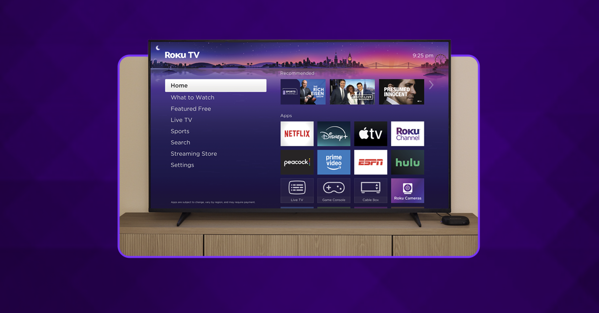 Roku user interface on a TV