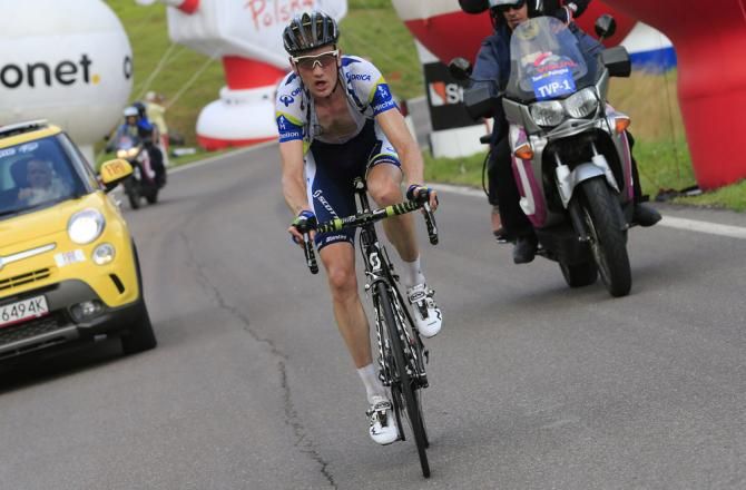 Pieter Weening (Orica-GreenEdge) alone in the lead on the finishing ascent