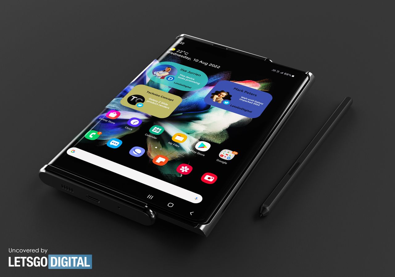 Renders of Samsung Galaxy Z Slide/Roll based on patent sketches