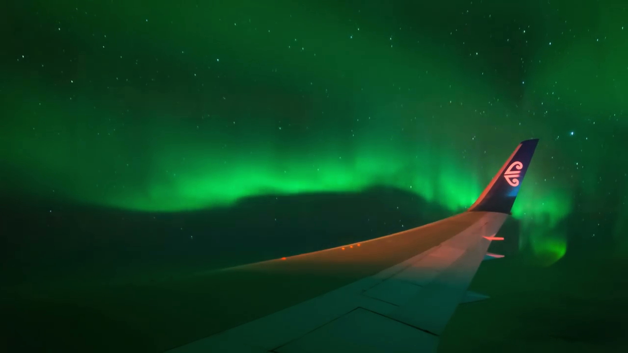 Flying Through Aurora Airline Carries Passengers into Southern Lights