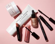 A selection of Beauty Pie products including cleanser, lipstick & mascara