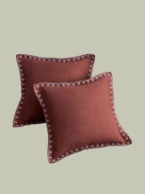 Cacao & Coast 100% French Flax Linen Swirl European Pillowcases, Set of 2