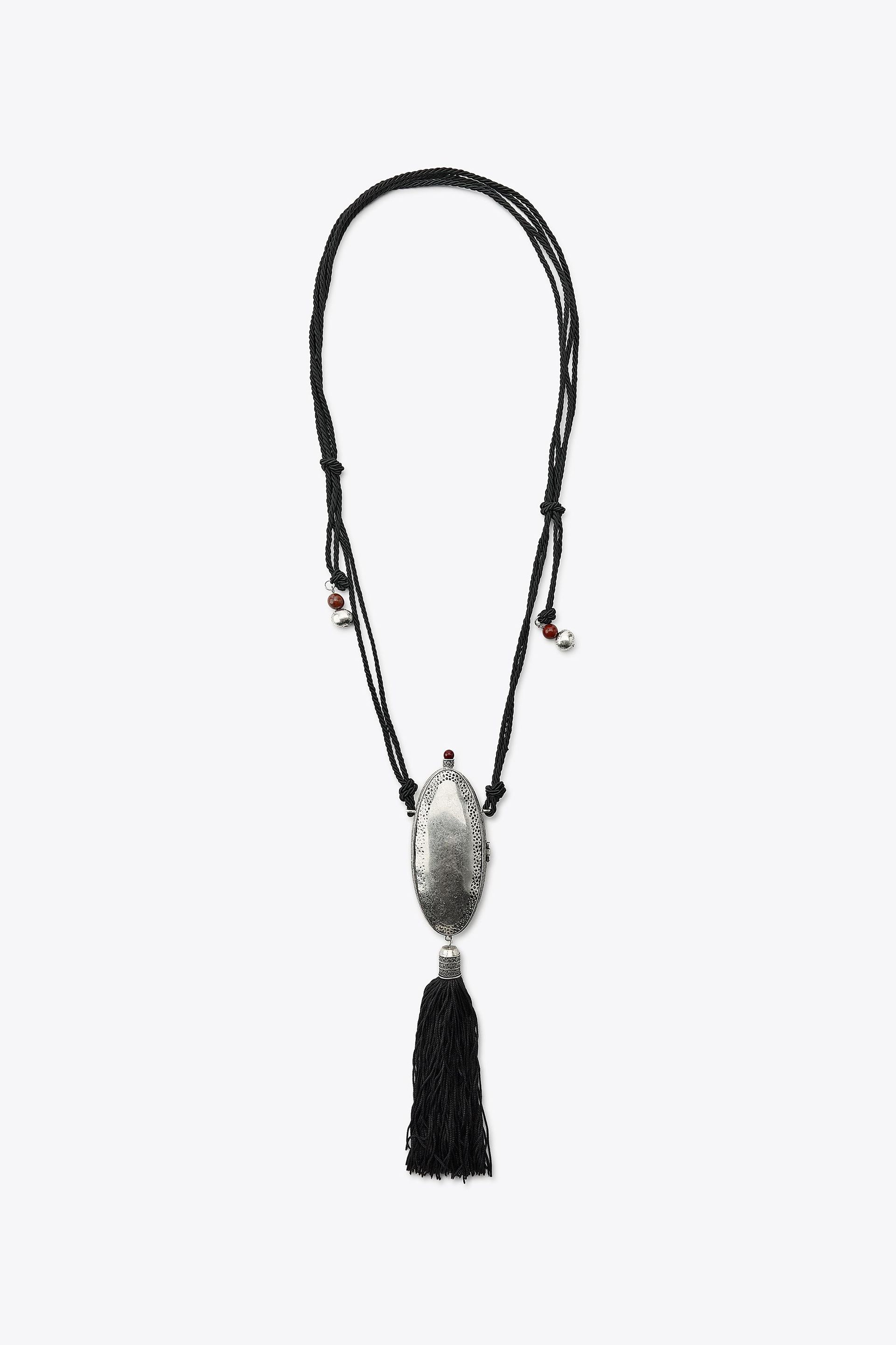 Cord Necklace With Stone Locket
