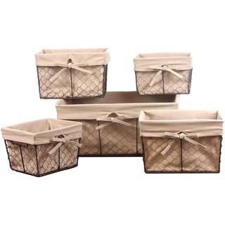 fabric and metal storage baskets 