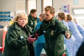 Di Botcher plays Jan Jenning and Michael Stevenson plays Iain Dean in Casualty