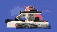 Illustration of Donald Trump, submarines and a map of Australia