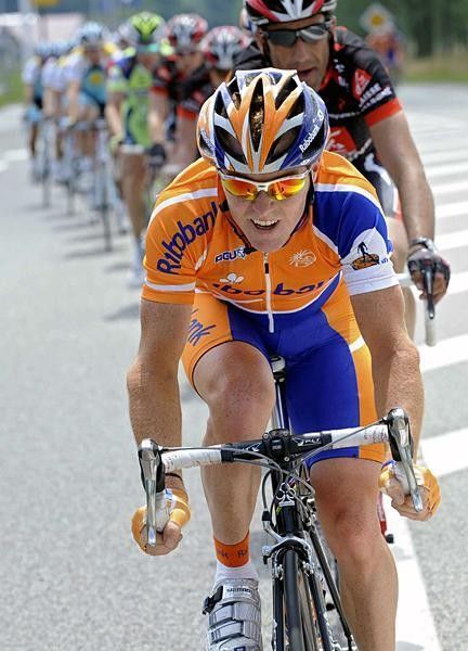 William Walker (Rabobank) takes a turn at the front.
