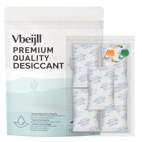 Vbeijll 5 Gram (50 Pack) Silica Gel Packets, Food Grade Desiccant