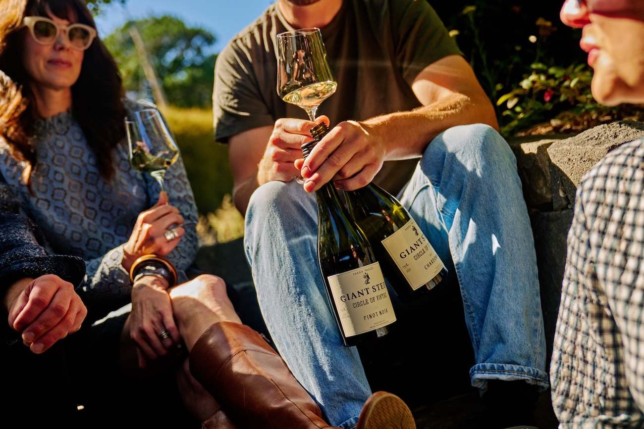 people enjoying Giant Steps wine