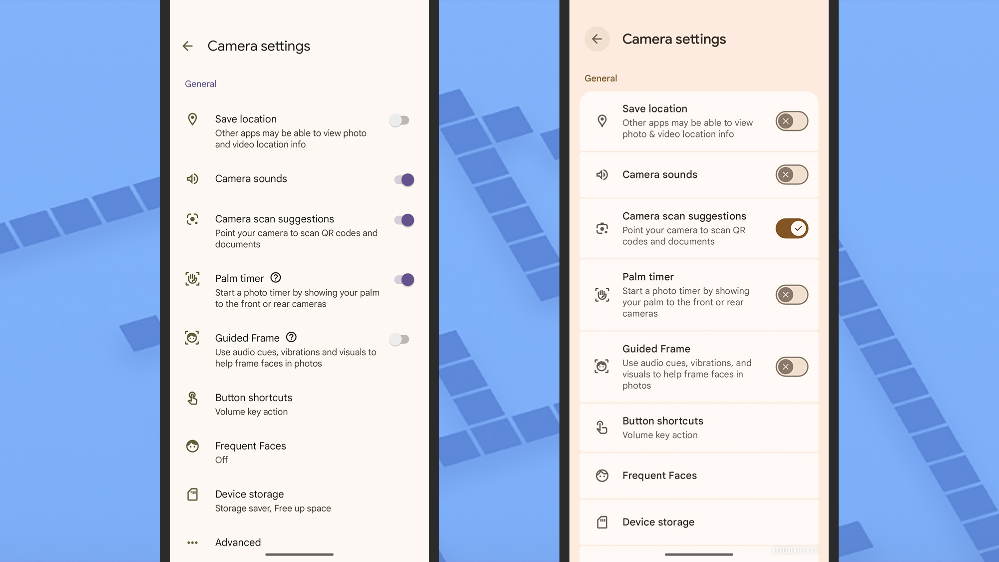 Pixel Camera app, before and after a redesign