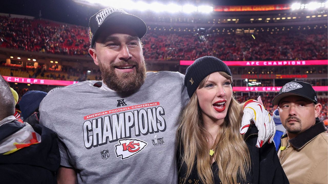 Travis Kelce and Taylor Swift attend a Kansas City Chiefs game