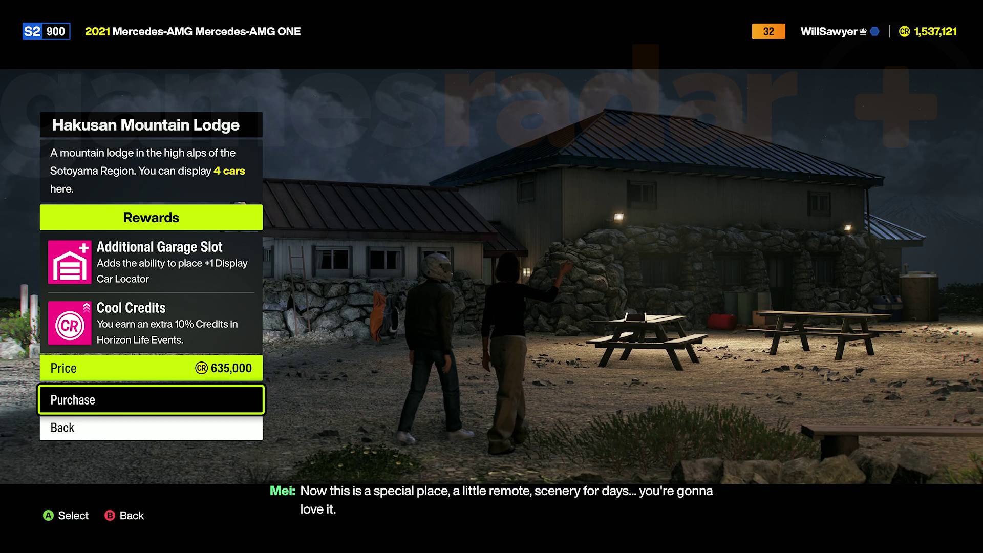 Forza Horizon 6 player purchasing mountain lodge house