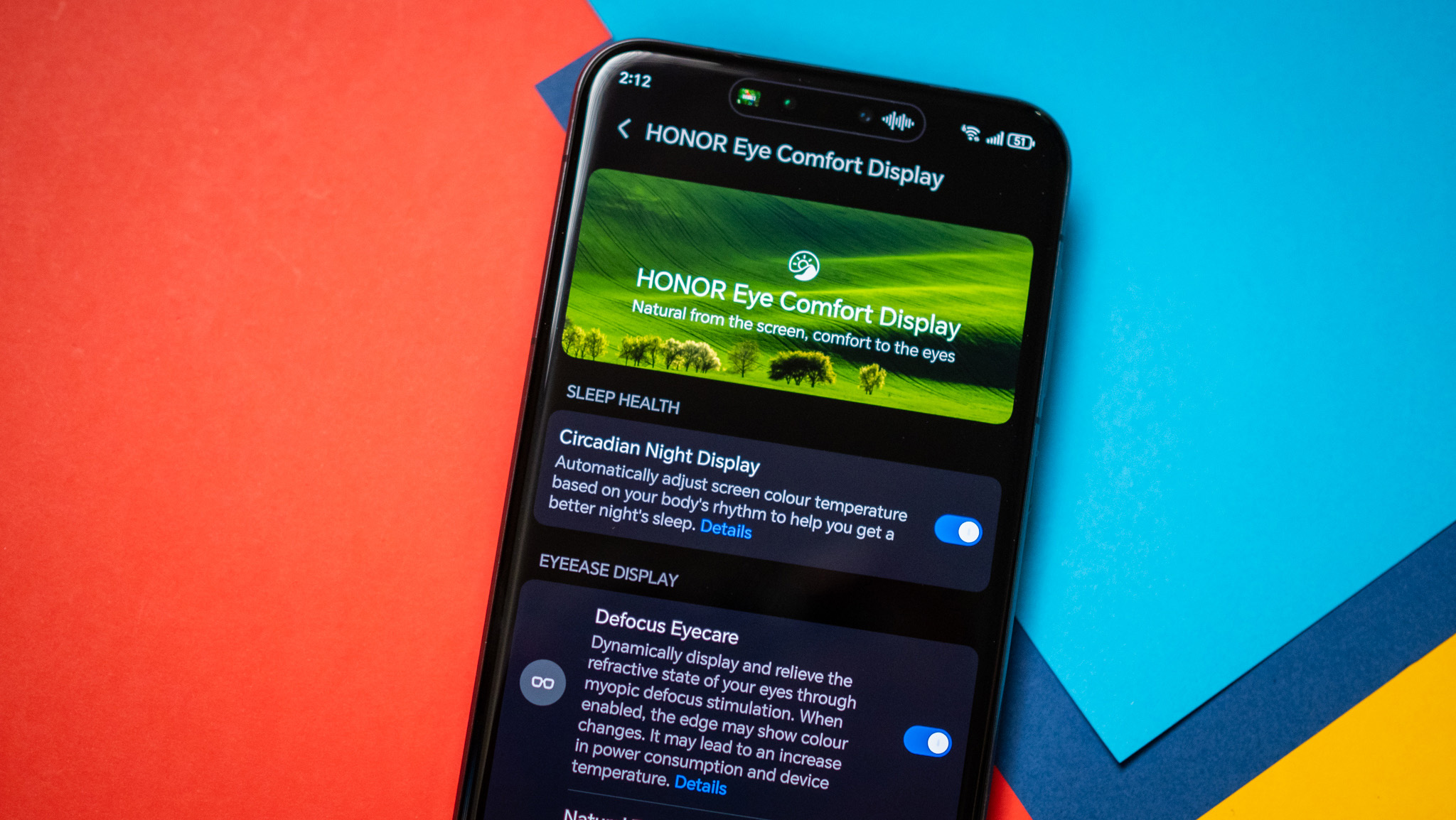 Honor Magic 7 Pro eye comfort settings