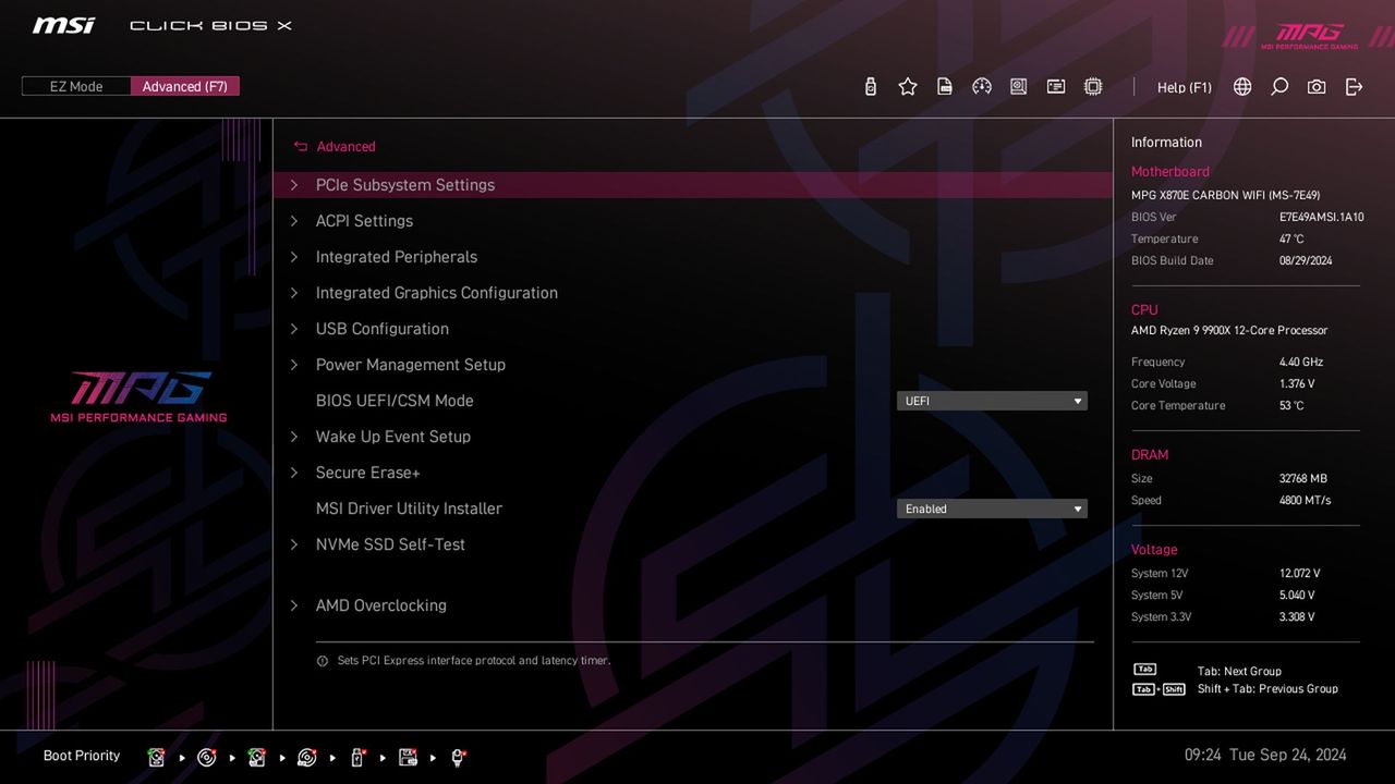 MSI X870E Carbon WIFI