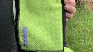 Close-up of inside fabric of Rockrider Slim-Fit Softshell Mountain Biking Jacket