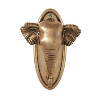 A front door knocker in the shape of an elephant