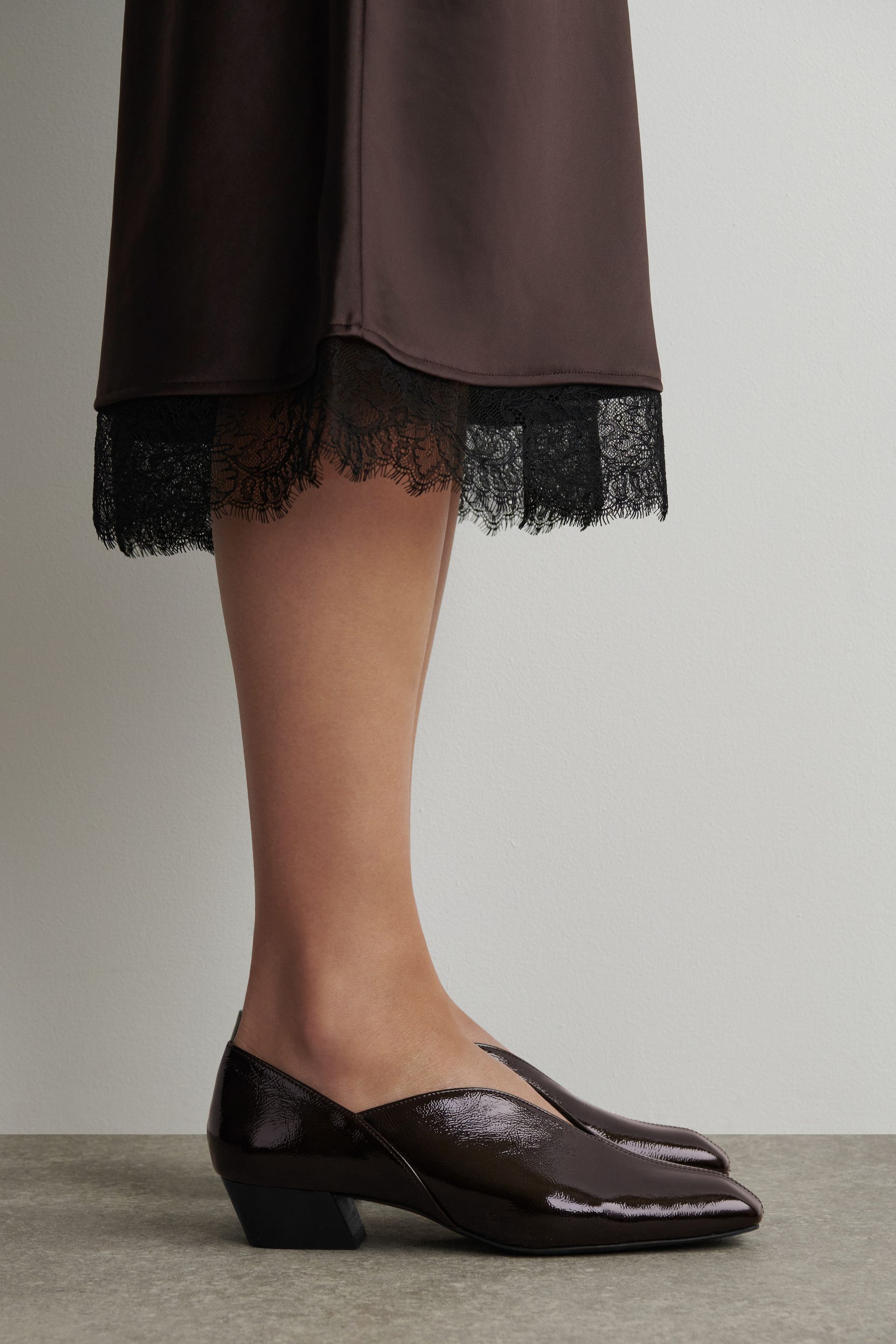 Angular Leather Heeled Ballerinas