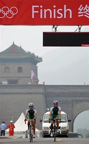 Finished! Two Mexican riders cross the finish line