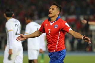 Alexis Sanchez celebrates a goal for Chile against Bolivia at the Copa America in 2015.