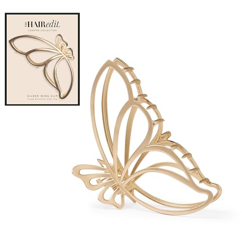 The Hair Edit Gilded Wing Clip &ndash; Large Chic Gold Metal Hair Clip for Women, Hair Accessory for Styling &amp; Everyday Wear, Clip for Medium,thick or Curly Hair, Ideal Gift for Women, Perfect for Updos