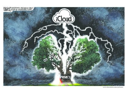Editorial cartoon U.S. technology iCloud Apple