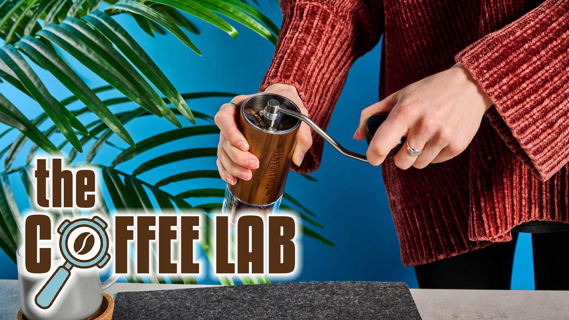 the comandante c40 mk4 with the coffee lab logo