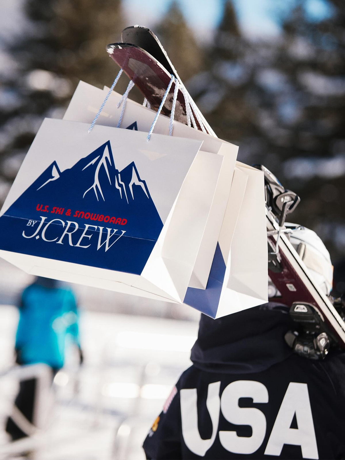 A photo at the J.Crew pop-up in Aspen celebrating the U.S. Ski & Snowboard partnership.