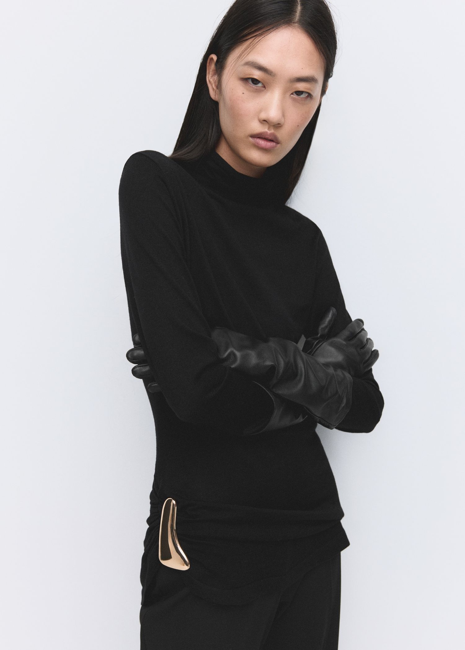 MANGO Turtleneck Sweater With Brooch