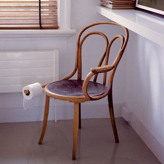 customized wooden chair with toilet paper