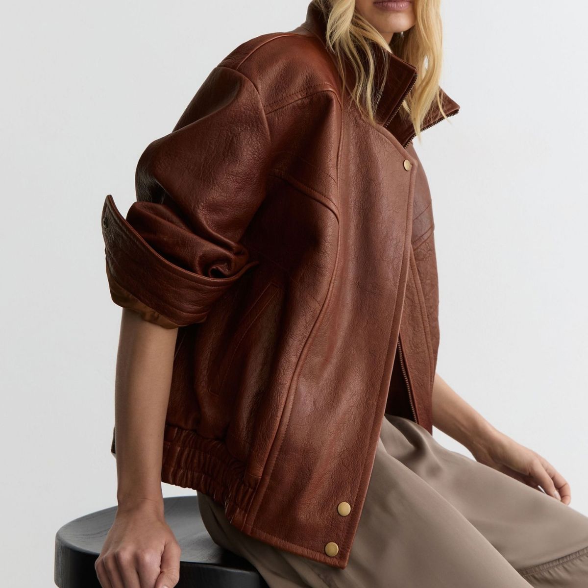 Reiss brown leather jacket