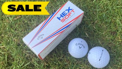 The Callaway Hex Soft Golf Ball on grass