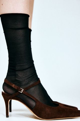 Pointed Leather Court Shoes