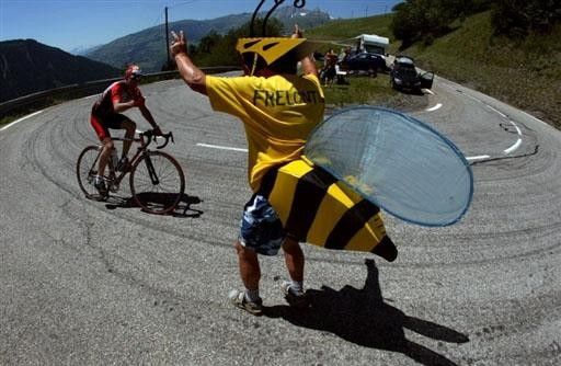 Buzzing with life: Jean-Pierre Caloini gets everyone in the mood on Stage 8.