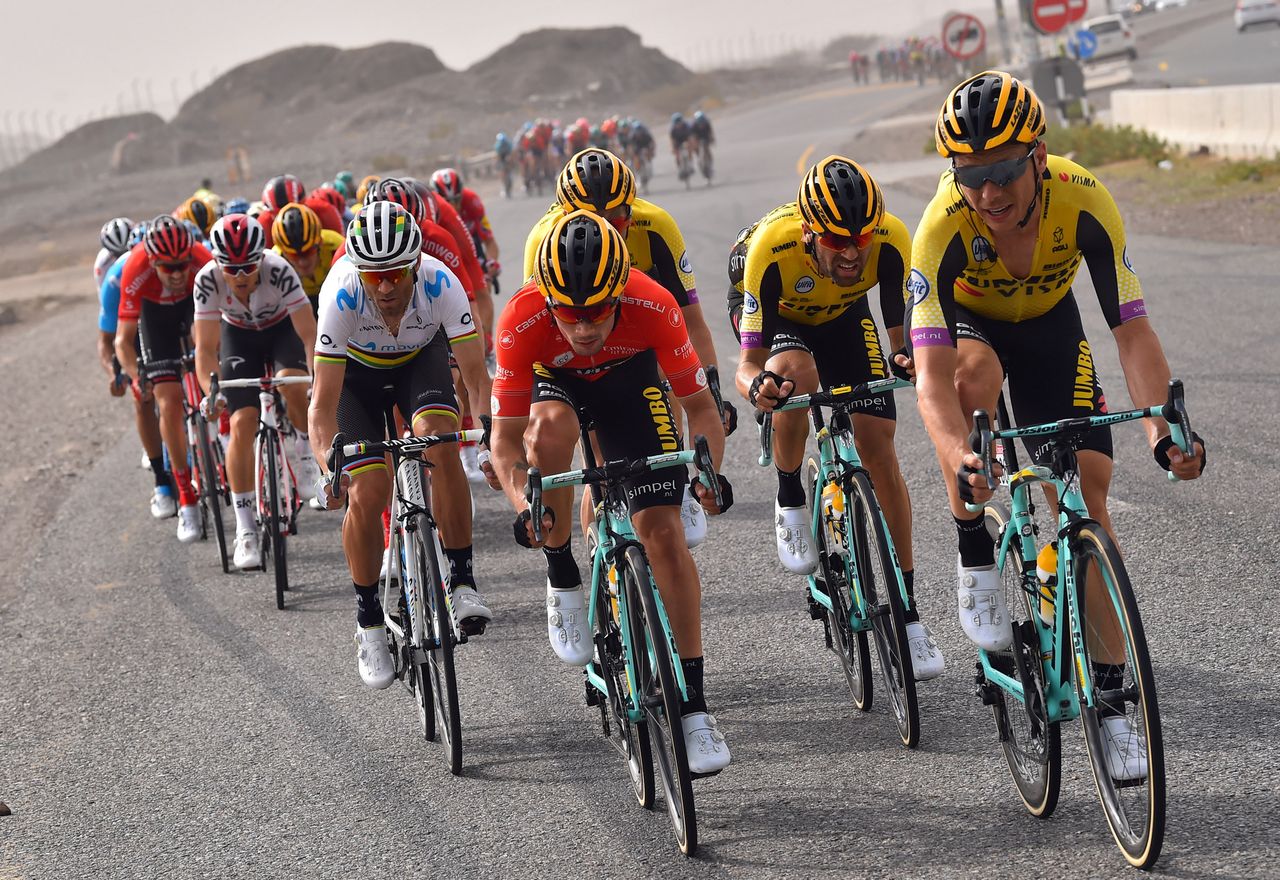 Race leader Primoz Roglic in control up front
