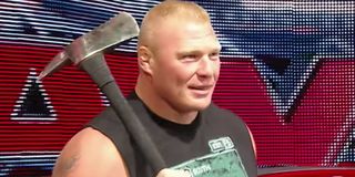 Brock Lesnar with an ax Monday Night Raw