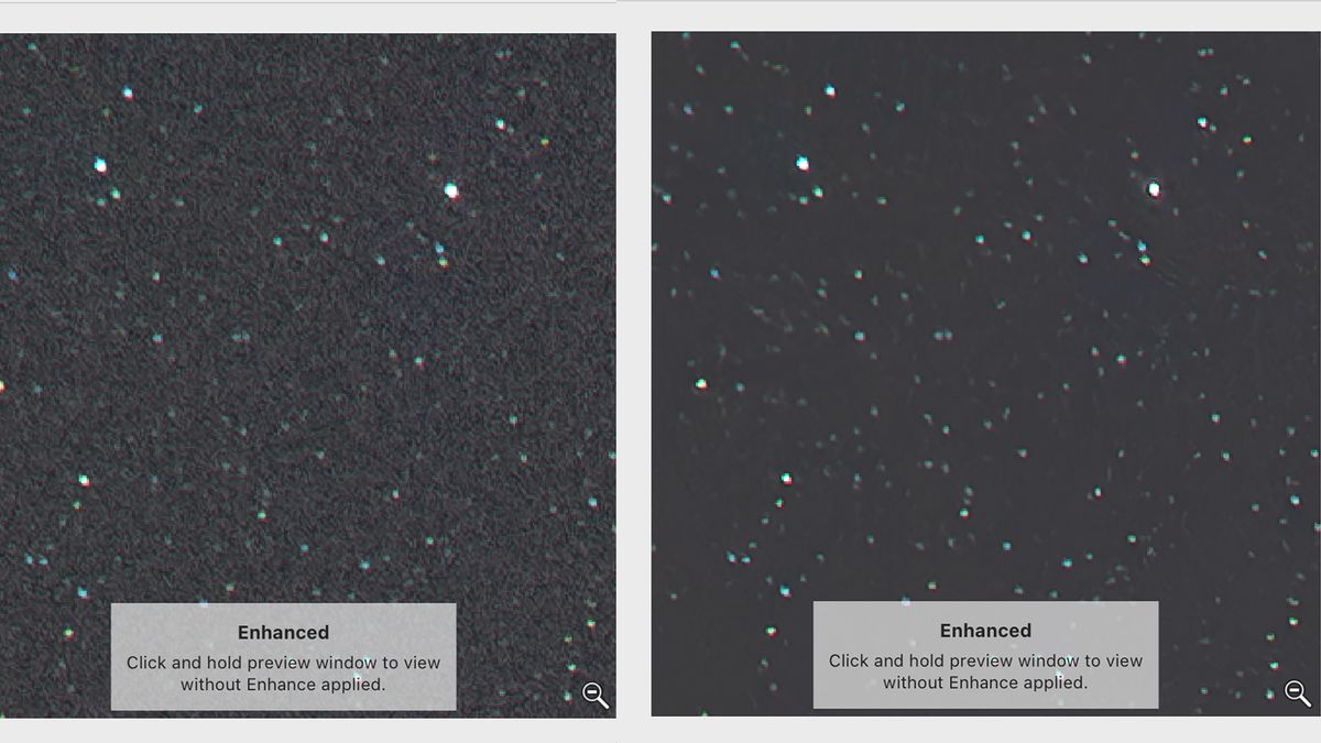 Image being edited in Lightroom with the denoise feature