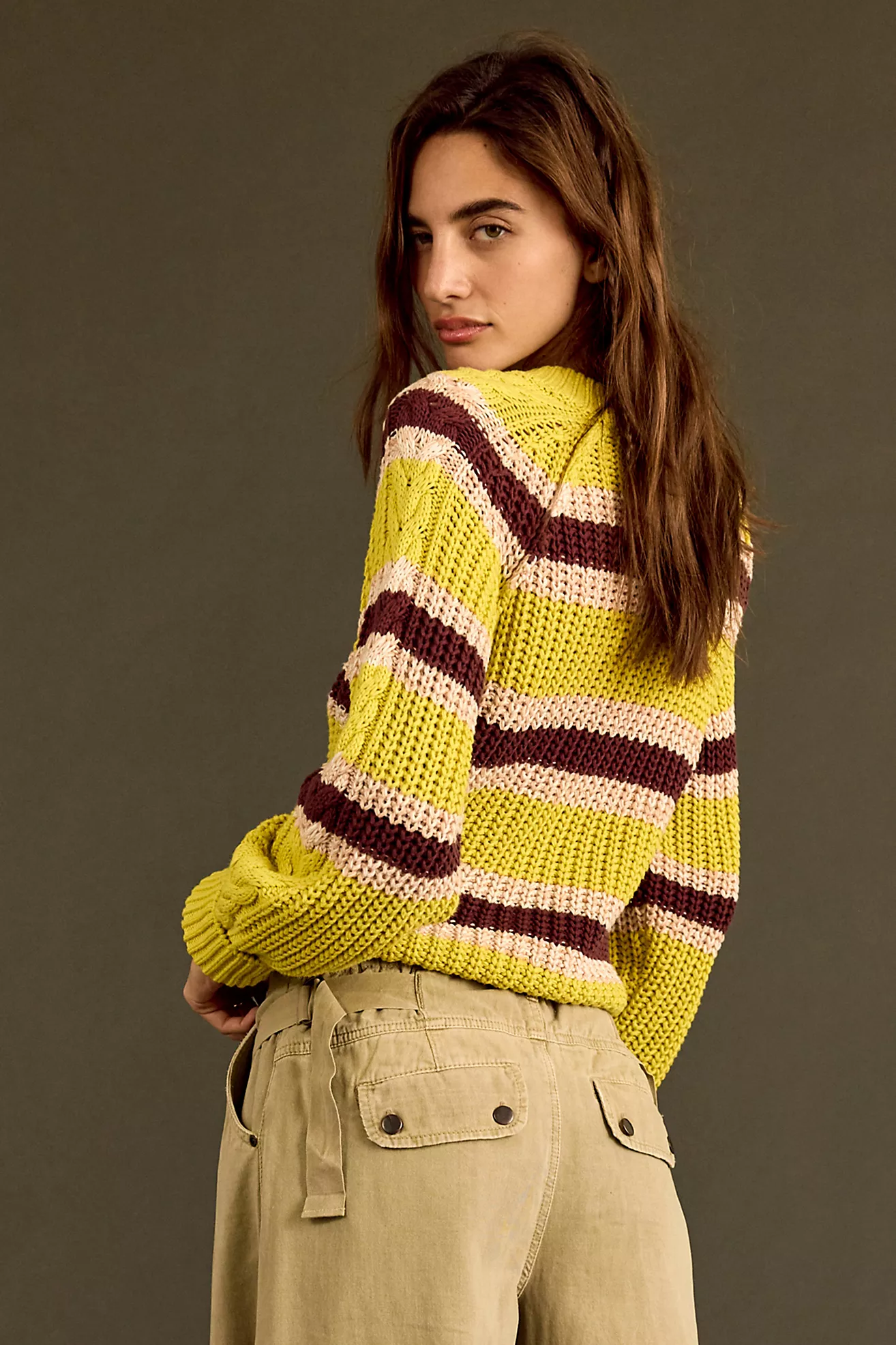 Frankie Striped Cable Knit Sweater