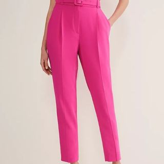 Belted Slim Fit Ankle Grazer Trousers