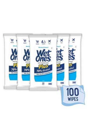 wet ones alcohol hand wipes on a white background