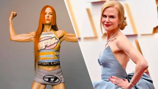 a photo of Nicole Kidman on the cover of Perfect Magazine, and at a premiere